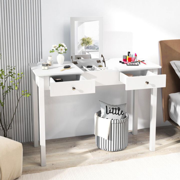 Hivvago Vanity Desk Makeup Dressing Table with Flip Top Mirror and Drawers
