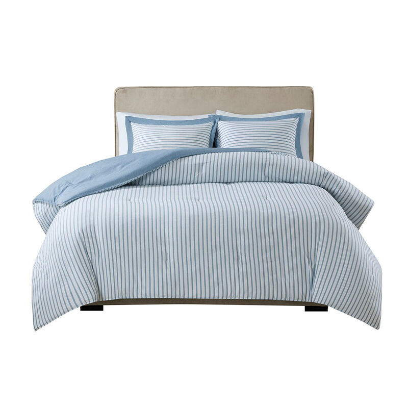Gracie Mills Christa Striped Reversible Yarn Dyed Poly Microfiber Duvet Cover Set