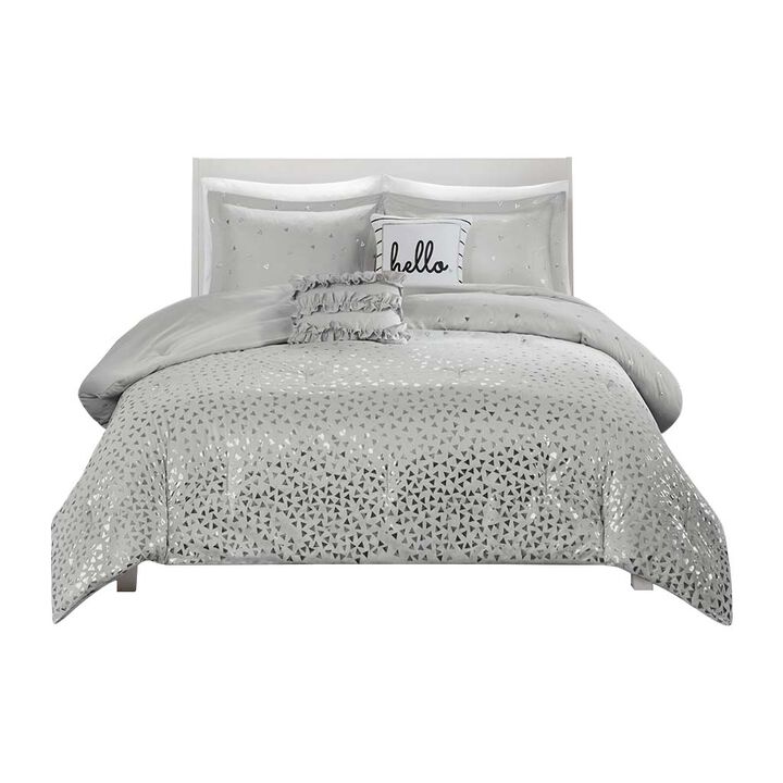 Gracie Mills Rathmore Metallic Triangle Print Comforter Set
