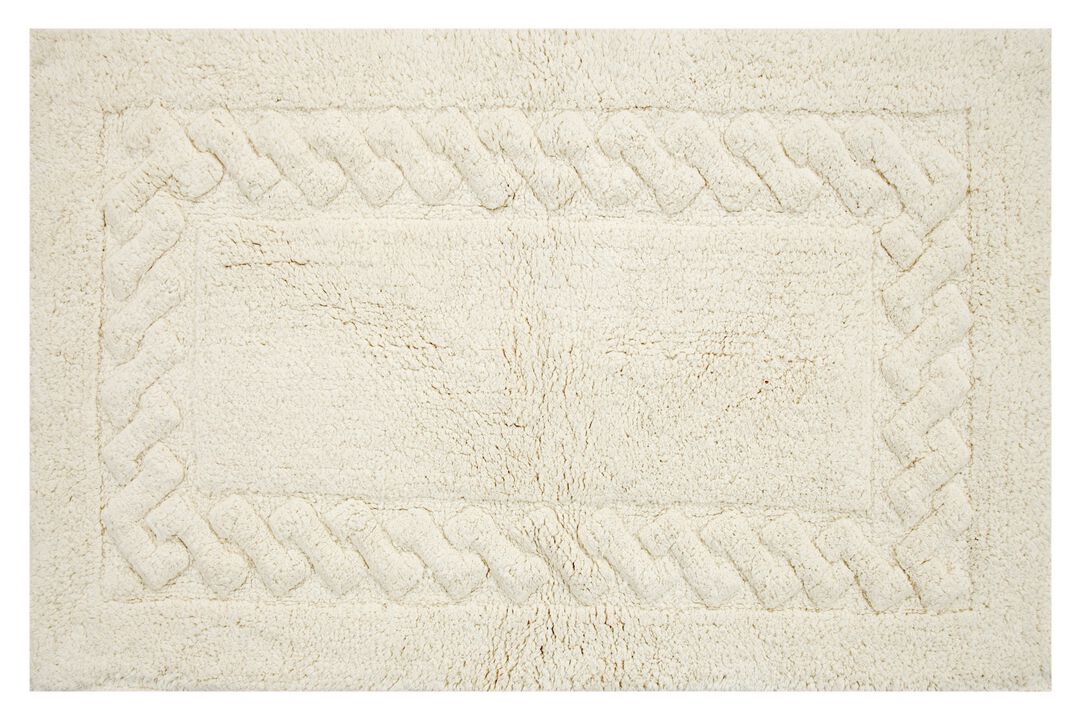 Knightsbridge Chain Bath Rug Cotton Non Skid Back - 24x40", Ivory