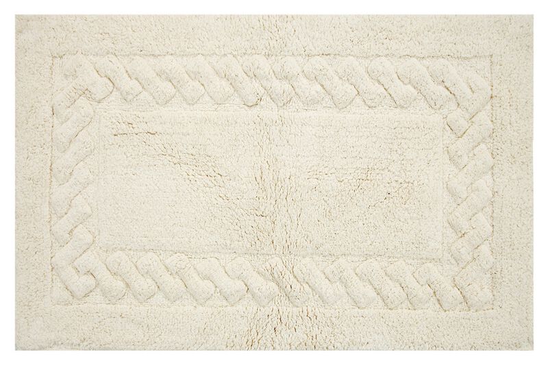 Knightsbridge Chain Bath Rug Cotton Non Skid Back - 24x40", Ivory