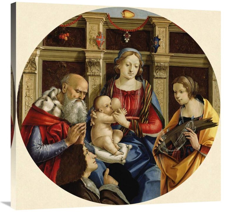 Madonna and Child with a Male Saint, Catherine of Alexandria and a Donor-Canvas Art-36x36