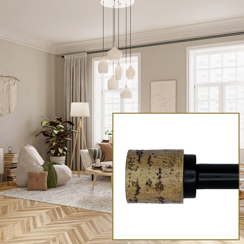 Esencial Cork Curtain Rod Set, Adjustable Length From 72" to 144"
