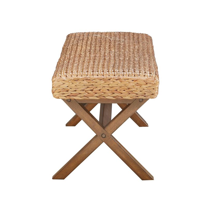 Gracie Mills Azami Mahogany Bench with Water Hyacinth Seat