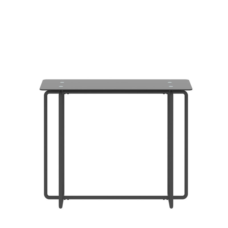 Black Console Table with Double Tempered Glass Top