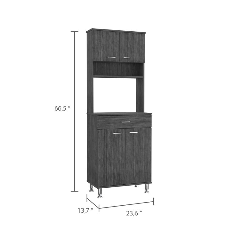 Della 60 Kitchen Pantry With Countertop, Closed & Open Storage - Smokey Oak