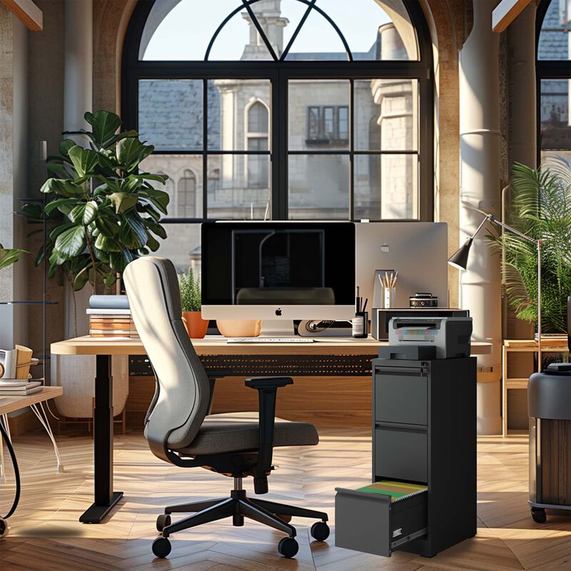 3 Drawer Metal Vertical File Cabinet with Lock Office Home Steel Vertical File Cabinet