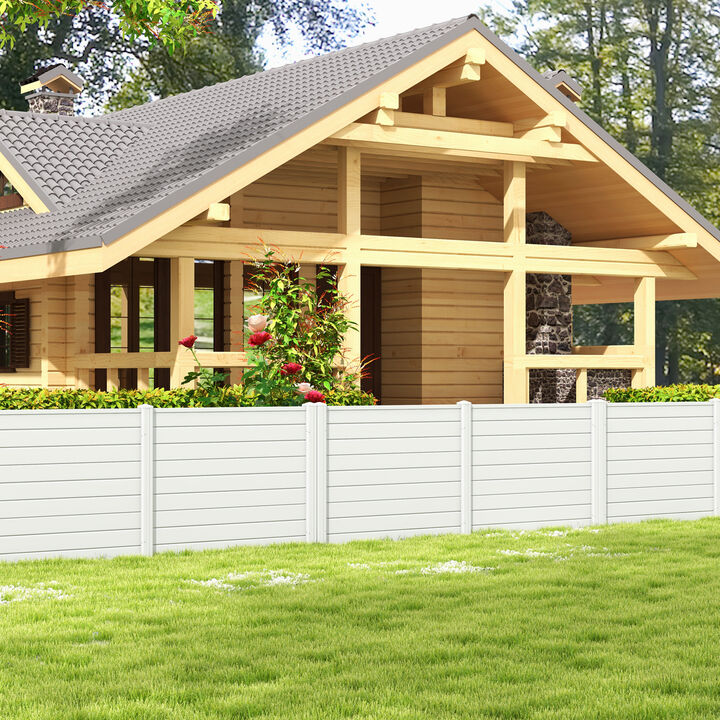Outdoor PVC Privacy Screens Fence Panels with 20 Inch Long Stakes
