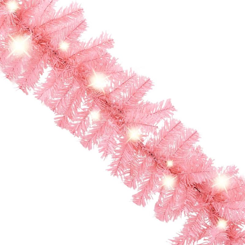 vidaXL Christmas Garland with LED Lights 787.4" Pink