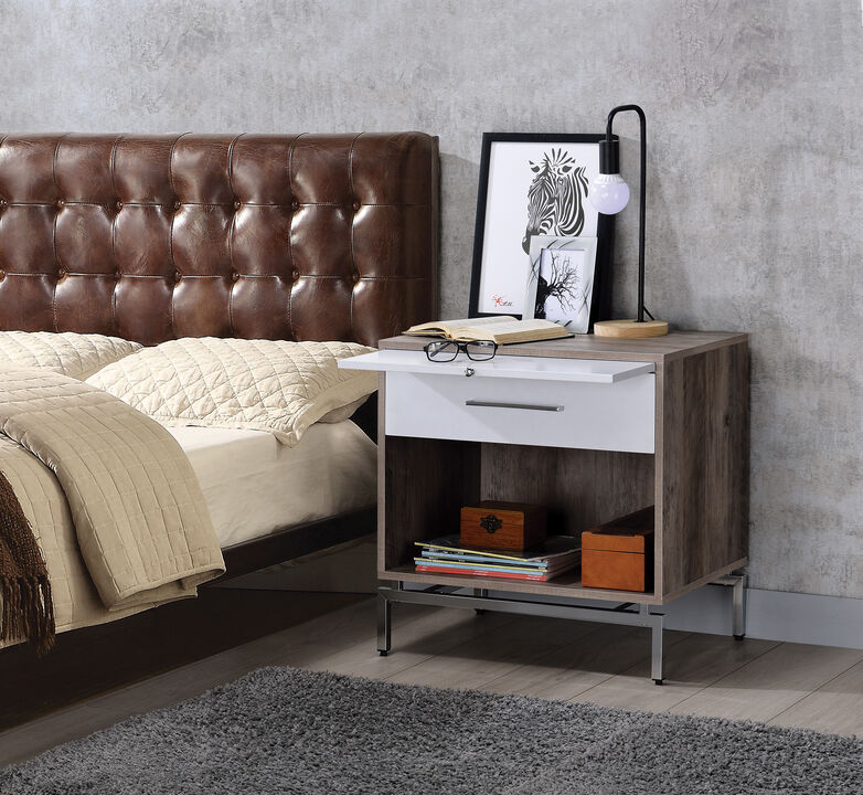 ACME Cistus Accent Table, Weathered Gray Oak & White