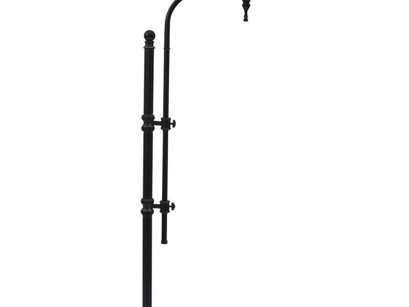 Contemporary Drum Shade Metal Frame Floor Lamp, Black and Light Gray - Benzara