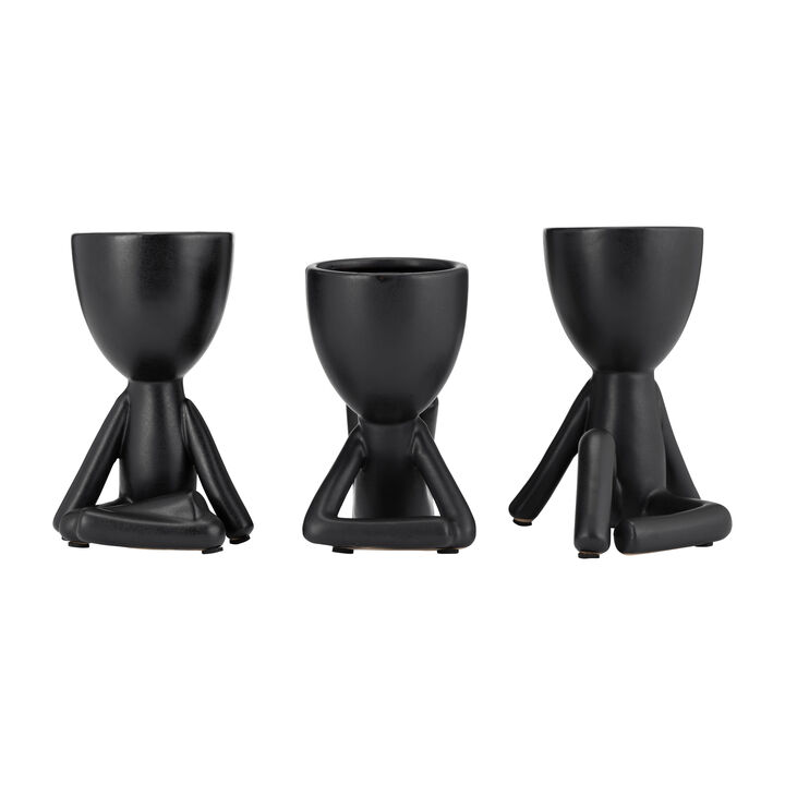 Sitting Humans Figurines, Black Set