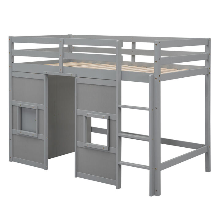 Merax Loft Bed with Storage Wardrobe and 2 Windows