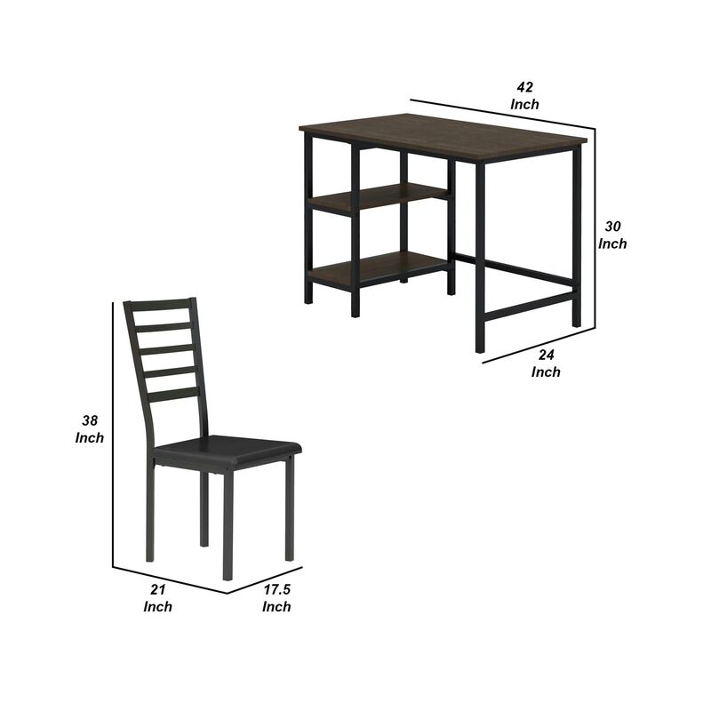 Metal And PU Study Computer Set With Writing Desk And PU Chair