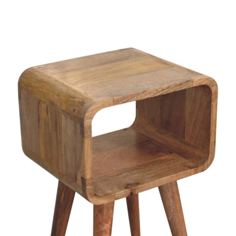 Mini Curved Solid WoodOpen NightStand
