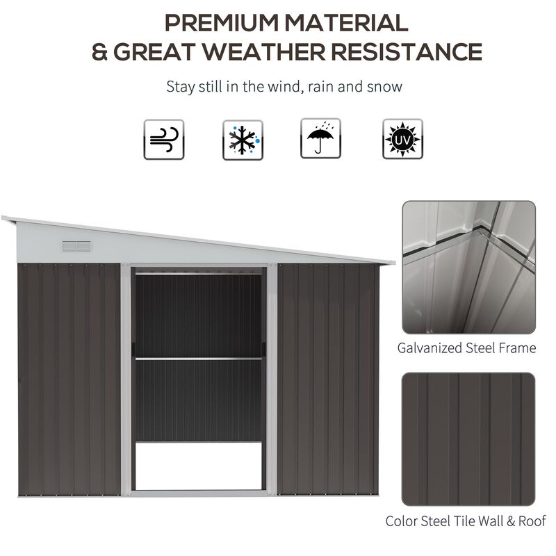 Gray Outdoor Organizer: 11x9 ft Metal Shed with Sliding Doors