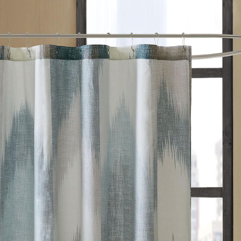 Belen Kox Aqua Broken Chevron Printed Shower Curtain, Belen Kox