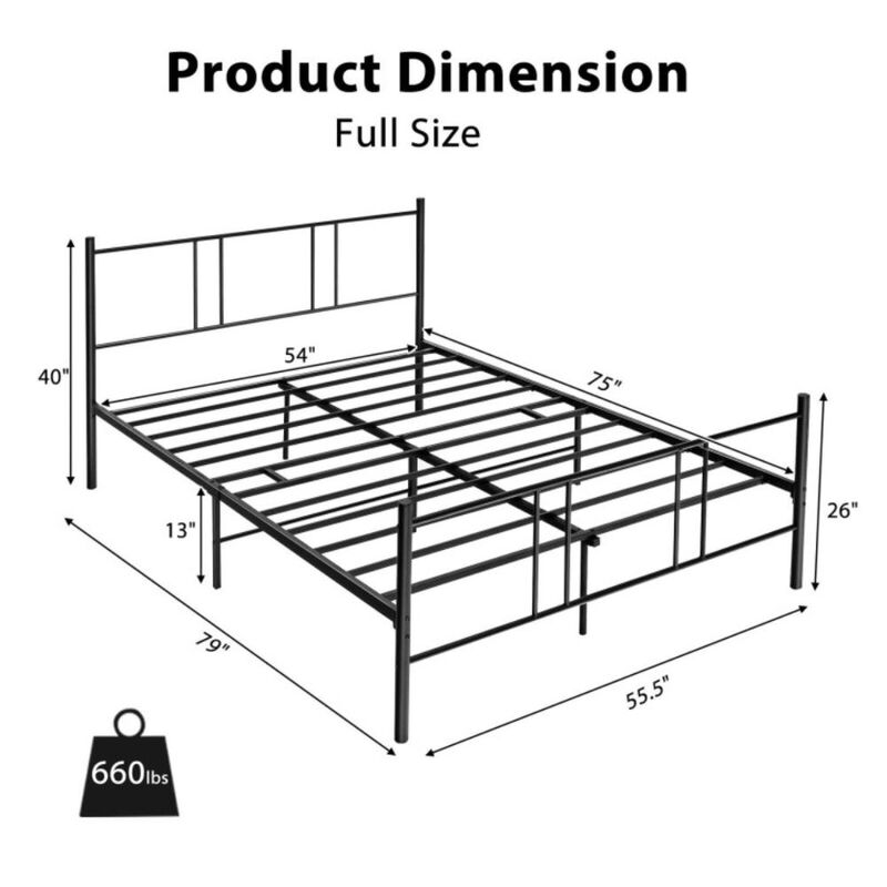 Hivvago Heavy-duty Platform Bed Frame with High Headboard