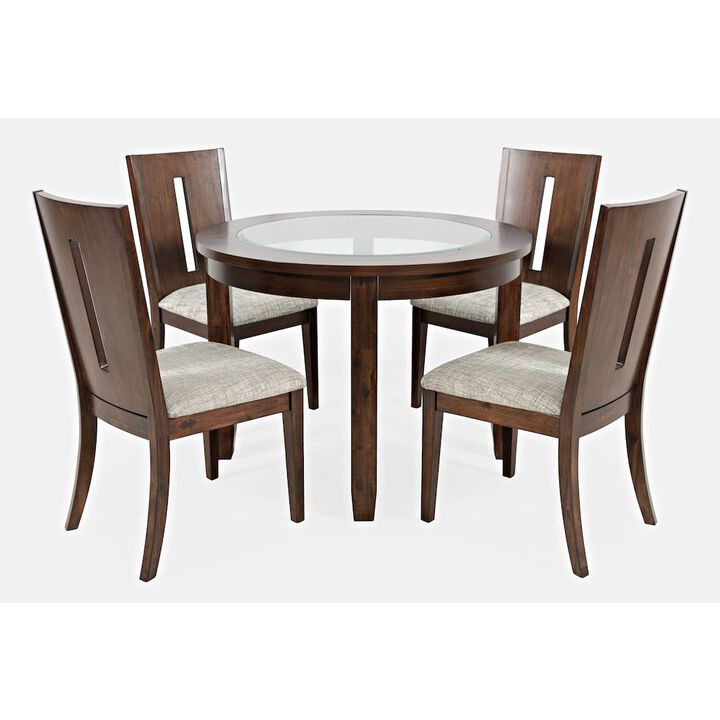 Jofran Urban Icon Contemporary 42 Round Five-Piece Dining Set with Upholstered Chairs