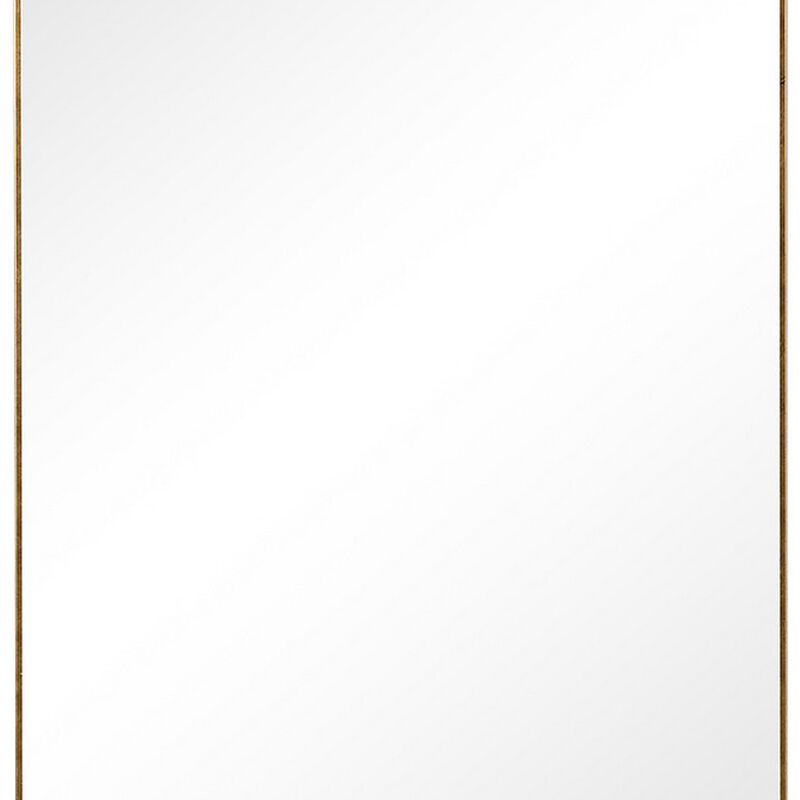 Rectangular Shape Thin Polystyrene Frame Long Mirror, Gold - Benzara