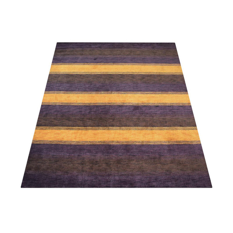 RUGSOTIC CARPETS HAND KNOTTED LOOM WOOL ECO-FRIENDLY AREA RUGS  - 8'x10', Rectangle, Purple Brown Color, Contemporary Modern Design, High Pile Handmade Anti Skid Rugs for Living Room (L00228)