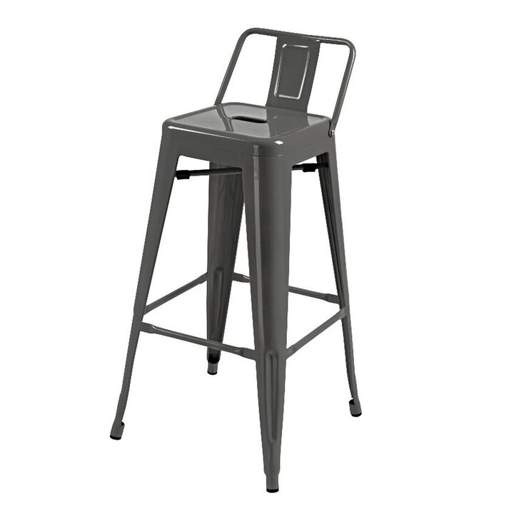 Giri 26 Inch Counter Stool Chair, Footrest and Tapered Legs, Light Gray - Benzara