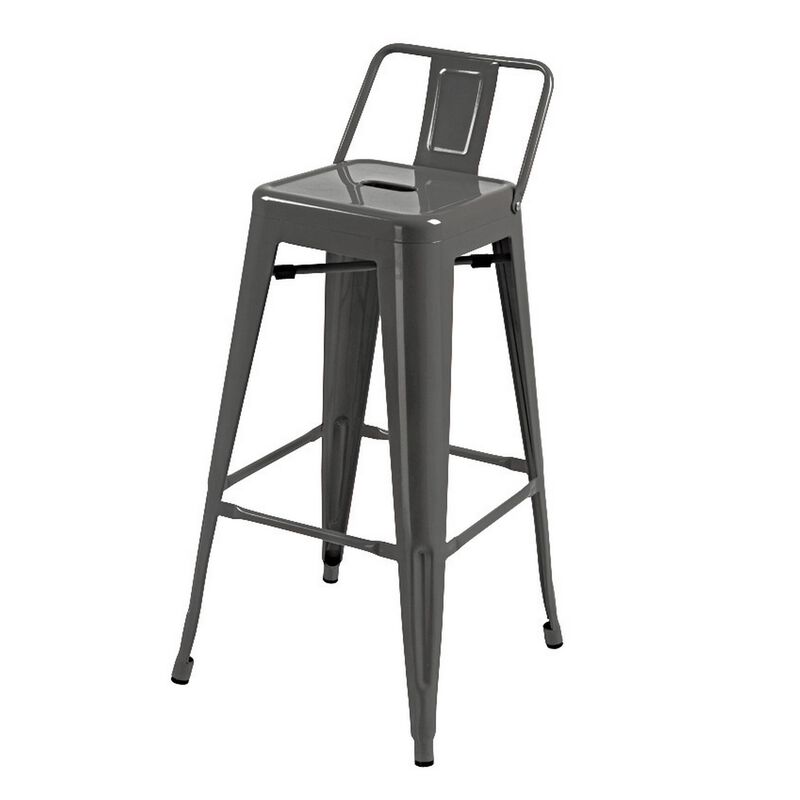 Giri 26 Inch Counter Stool Chair, Footrest and Tapered Legs, Light Gray - Benzara