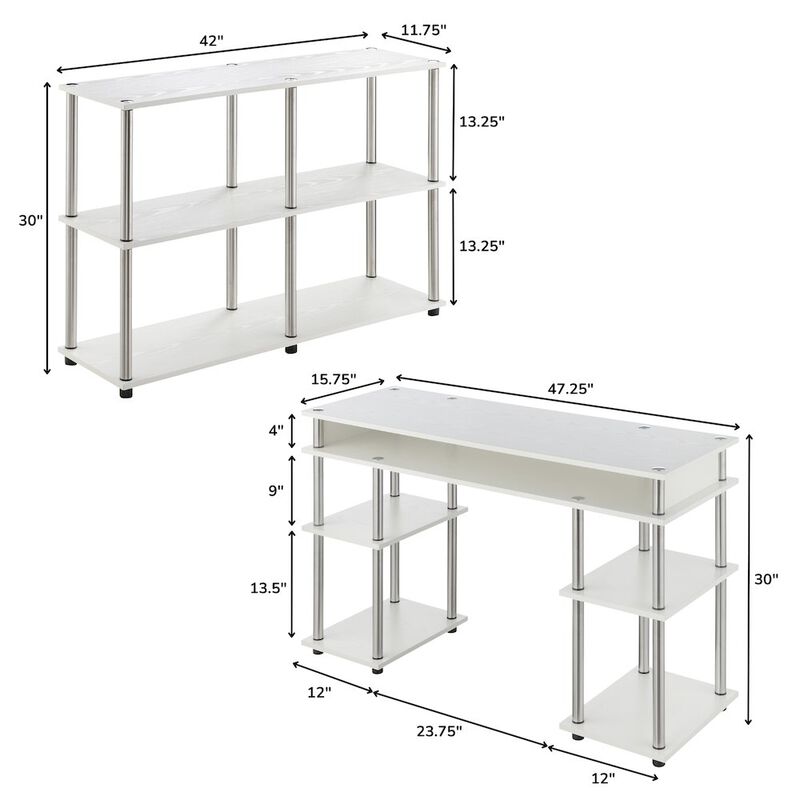 Convenience Concepts Designs2Go No Tools Desk and Console Table Set