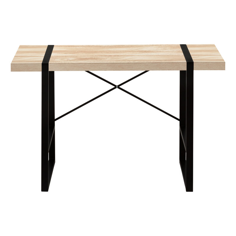 Monarch Specialties I 7658 Computer Desk, Home Office, Laptop, 48"L, Work, Metal, Laminate, Natural, Black, Contemporary, Modern