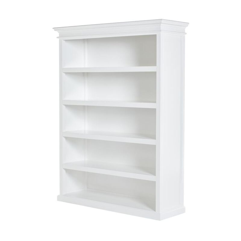 Belen Kox Classic White Solid Wood Bookcase with 5 Shelves, Belen Kox