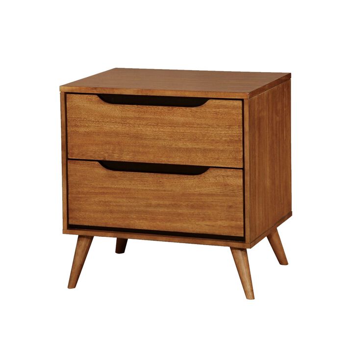 Lennart Mid Century Modern Nightstand, Light Oak-Benzara