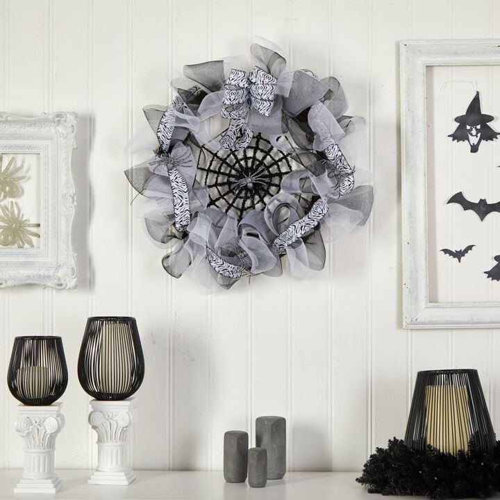 Hivvago 26" Halloween Spider Web Mesh Wreath