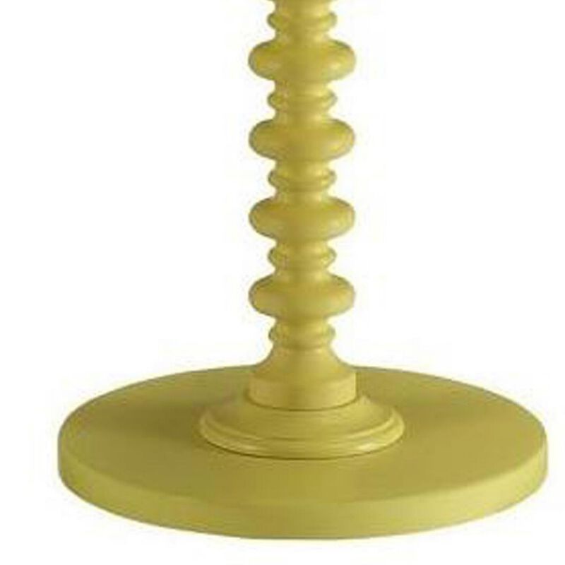 Astonishing Side Table With Round Top, Yellow-Benzara