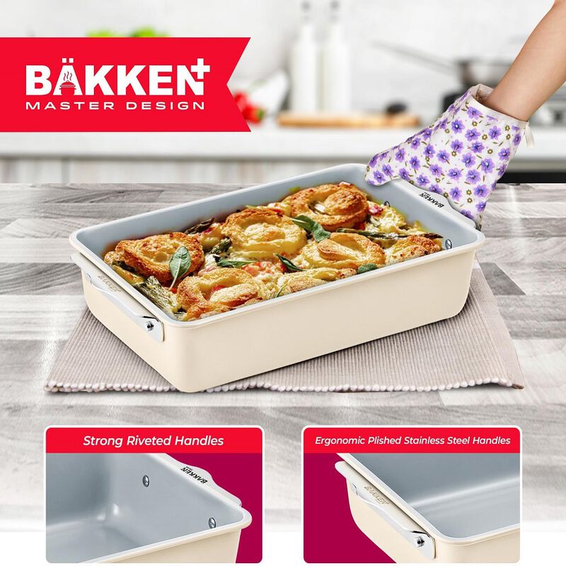 BAKKENMASTER Bake with Elegance: 6-Cup Cake/Muffin Pan Set - Blue, Teal, Marble, Golden, Cream - Aluminized Steel with Ceramic Non-Stick Coating, PFOA & PFAS Free - Non-Toxic, Heavy-Duty Bakeware