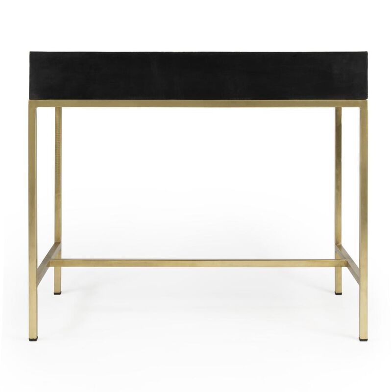 Butler Specialty Perilla  Bone Inlay Writing Desk, Black and White, Gold