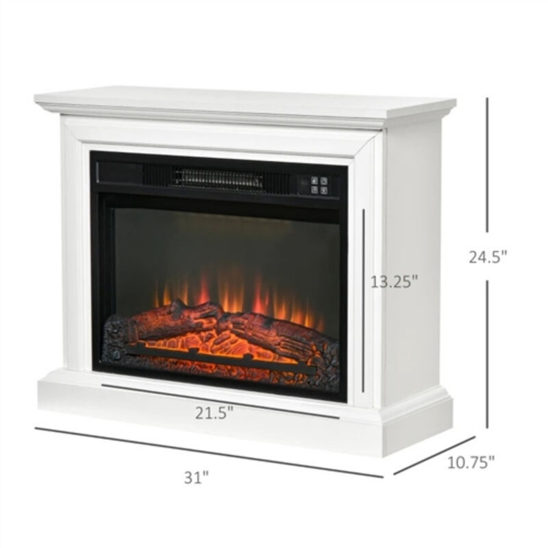 Electric Fireplace Heater Dimmable Flame Effect and Mantel with Remote Control