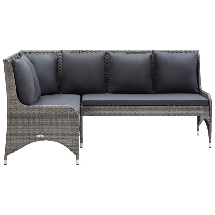 vidaXL Garden Corner Sofas 2 pcs Poly Rattan Gray