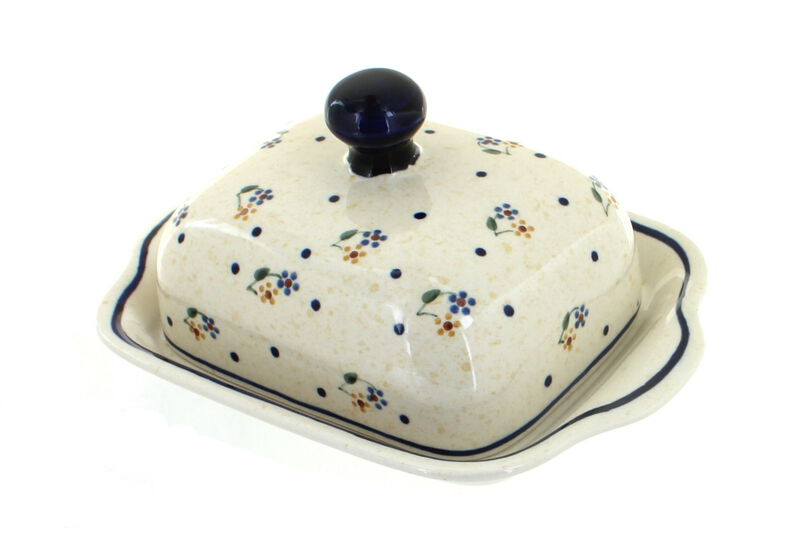 Blue Rose Polish Pottery Kalina Square Butter Dish