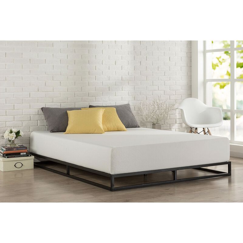 Hivvago Full size 6-inch Low Profile Metal Platform Bed Frame with Wooden Slats