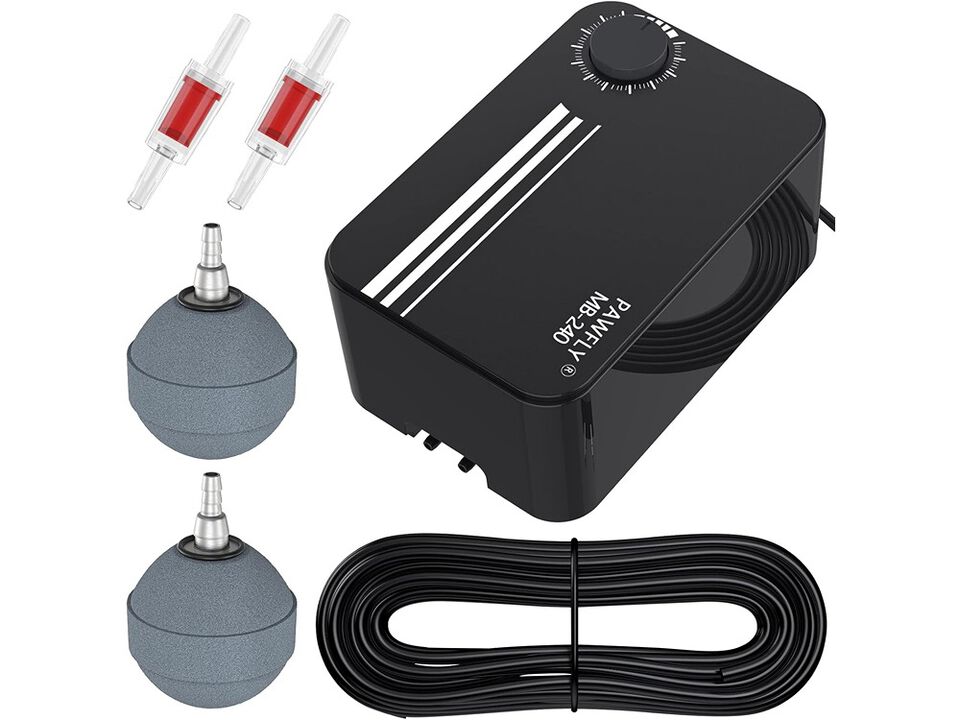 Pawfly 120 GPH Pond Aeration Kit Dual Outlets Adjustable Oxygen Aerator Pond Air Pump Kit