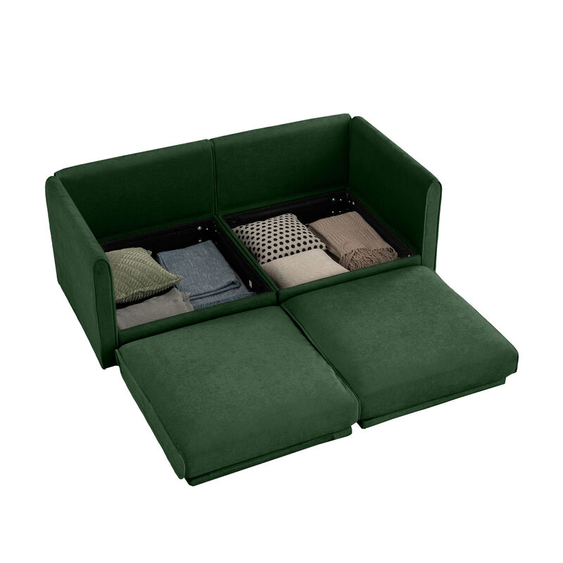 Merax Chenille 2-Seater Sofa with Storage Seat