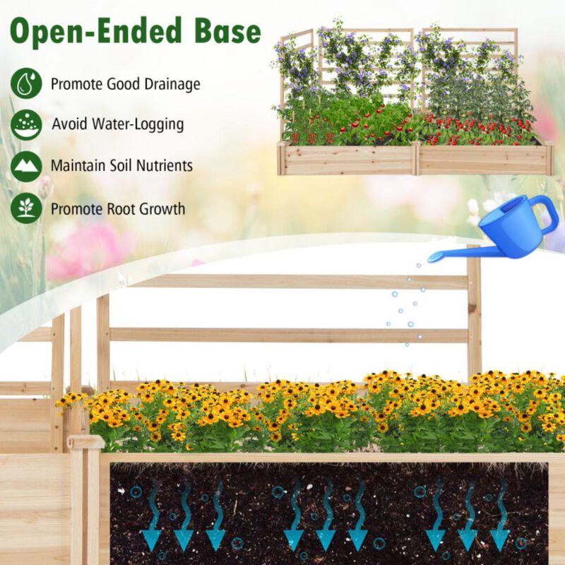 Hivvago Raised Garden Bed with 2 Planter Boxes and 3 Trellis