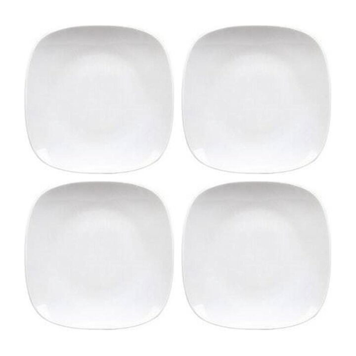 Porcelain Mimoza 6.25" x 6.25" Square White Porcelain Plate (Set of 4)