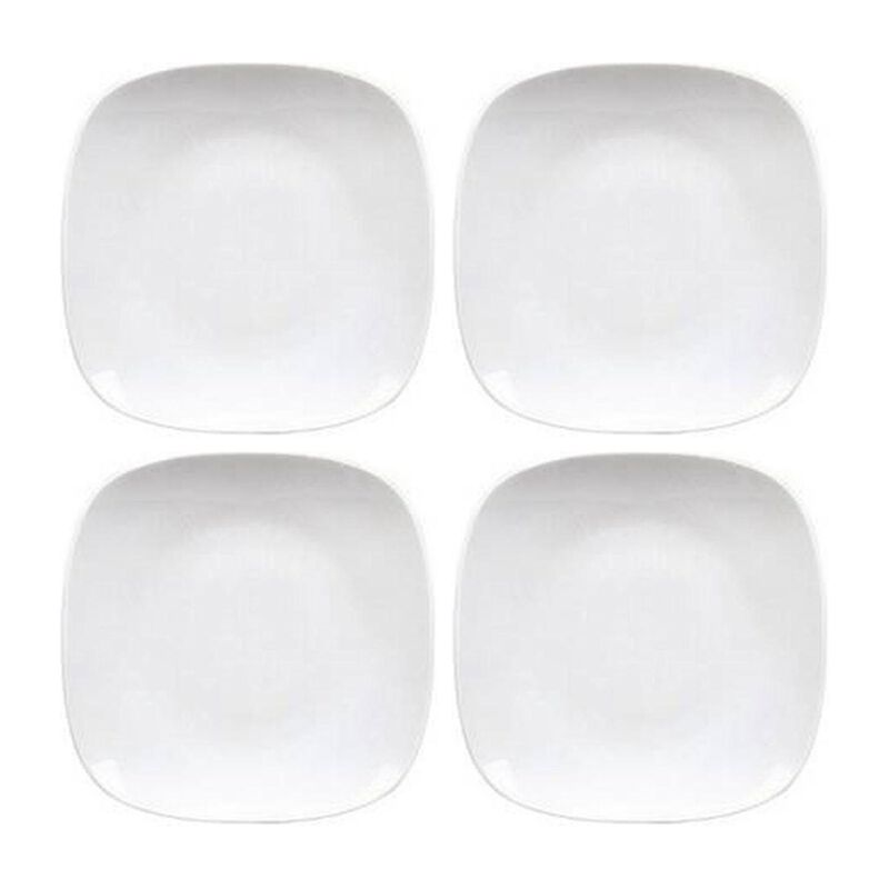 Porcelain Mimoza 6.25" x 6.25" Square White Porcelain Plate (Set of 4)