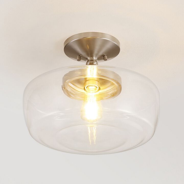 Marfa Glass/Iron Farmhouse Modern LED Flush Mount