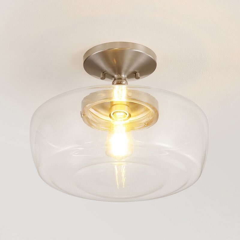 Marfa Glass/Iron Farmhouse Modern LED Flush Mount