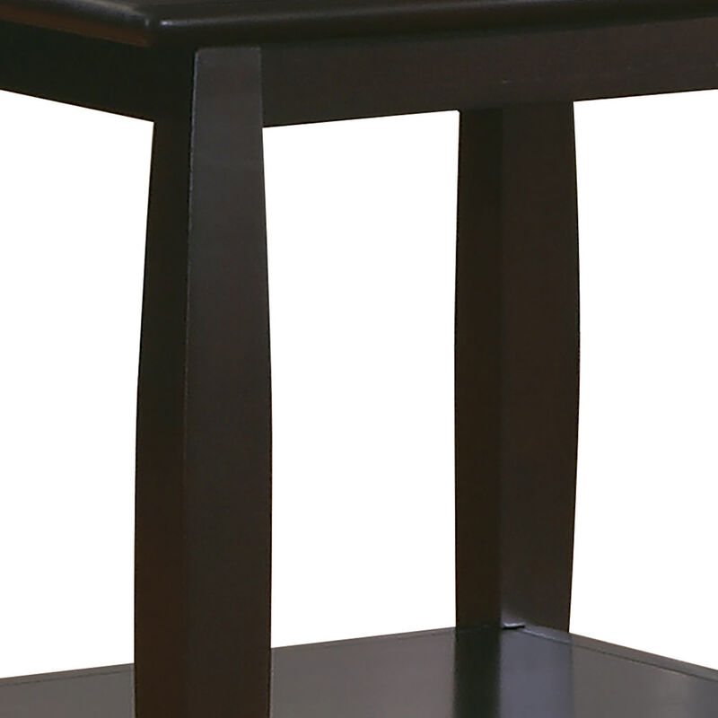 Contemporary Style Solid Wood End Table With Slightly Rounded Shape, Dark Brown-Benzara