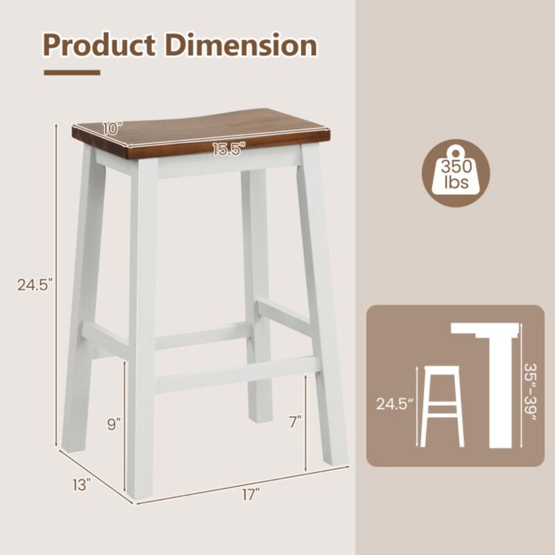 Hivvago 24.5-Inch Set of 2 Saddle Stools Bar Stools with Footrests for Kitchen Island