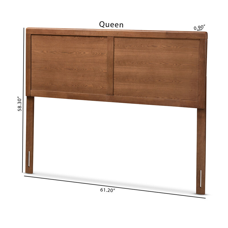Baxton Studio Raya Mid Century Modern Walnut Brown Finished Wood Queen Size Headboard