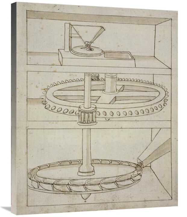 Folio 39: mill with horizontal water wheel-Canvas Art-28x35